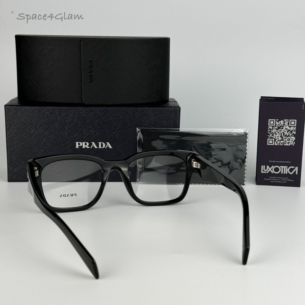 Prada Men Eyeglasses Black Demo Square PRA10V 16K101 BRAND NEW - Picture 5 of 8